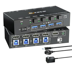 KCEVE HDMI 2.1 KVMXCb` PCؑ֊ 41o EDID@\ 8K@60Hz/4K@120Hz 4PC KVMؑ֊ USB3.0 L[{[hA}EXAj^[4PCŋL 茳XCb`t