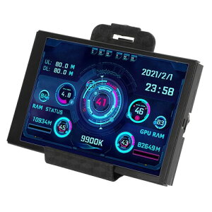 コンピュータ温度モニター、3.5インチコンピュータ小画面IPS USBミニスクリーンAIDA64 PC CPU RAMハードディスクデータモニター、ホスト温度監視用 (黒)