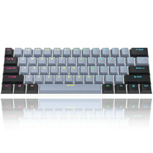 Ussixchare 61�L�[ PBT�L�[�L���b�v �O���[�u���b�N�L�[�L���b�v�A60% OEM�v���t�@�C���L�[�L���b�v�Z�b�g Cherry MX�X�C�b�` ���J�j�J���Q�[�~���O�L�[�{�[�h�p (Grey Black)
