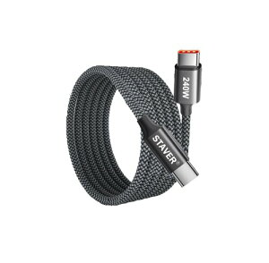 Staver USB-C�P�[�u�� 240W�����[�d 2M 1�{�Z�b�g iPhone 16/15/Pro/Plus/Pro Max�AiPad Mini�AMacBook�AGalaxy S23�Ȃ�USB-C�Ή��@��ɍœK (2M 240W)