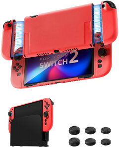 JEMDO Switch NS2 TPU�ی�P�[�X ���b�h ������ ���^ �y�� 1:1�����݌v �h�b�N�Ή� ����ɂ��� �ϏՌ� ���g�\�t�g�V�F�� �{ �W���C�R��/Pro ���b�J�[�L���b�v6�Z�b�g�i���E���E�� �e2�j