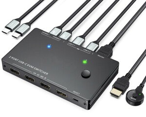 ES-Tune hdmi �ؑ֊� HDMI�Ή� 2����1�o�� USB-C�[�q�̗p 4K@60Hz USB2.0�ؑ֊� �蓮�X�C�b�`���L�������R���Ή� �d���s�v HDMI�EUSB�P�[�u���t�� ���{��������t�� Windows/Mac/Linux�Ή�