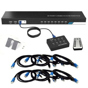 ES-Tune KVM�ؑ֊� 8����1�o�� HDMI�Ή� 4K30Hz USB2.0���L �蓮/�����R���ؑ� ���d�s�v Windows/Mac�Ή� ���{��������t��
