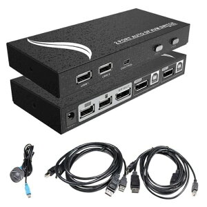 ES-Tune Displayport KVM�ؑ֊� DP�X�C�b�` 4K60HZ 2����1�o�� PC2��p DP�EUSB�P�[�u���t�� �z�b�g�L�[ �L���X�C�b�` ���{��戵�������t