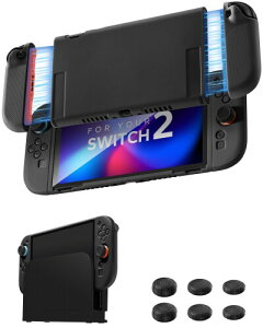 JEMDO Switch NS2 TPU�ی�P�[�X �u���b�N ������ ���^ �y�� 1:1�����݌v �h�b�N�Ή� ����ɂ��� �ϏՌ� ���g�\�t�g�V�F�� �{ �W���C�R��/Pro ���b�J�[�L���b�v6�Z�b�g�i���E���E�� �e2�j