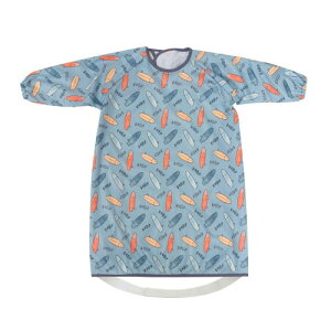 (Little Dimsum) お食事エプロン 長袖離乳食エプロン 一体型よだれかけ ベビーとハイチェア用 保育園 子供 赤ちゃん 防水 汚いにくい 洗いやすいと乾きやすい(サーフボード)