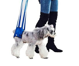 RoLeo 犬 ハーネス 小型犬 介護 介助 散歩 歩行補助 老犬 後ろ足用 抜けない リード 介護用品 (S ブルー)