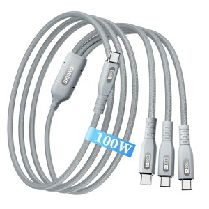 SIQIWO USB C - USB C �P�[�u�� 1.2M 3 in 1 �}���[�d 100W �҂ݍ��݃}���`�X�v���b�^�[�[�d�R�[�h 3*Type C�|�[�g�t�� iPhone 17/16/15�V���[�Y Samsung Galaxy S25 MacBook Air Pro iPad Pro Lenovo LG Sony�ȂǂɑΉ�