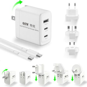 QIW 65W GaN PD/PPS USB?C �[�d��A�������v���O�iUS/EU/UK/AU�j�t���A1200mm �P�[�u���t���B���E�e���̔F�؂��擾�ς݂ŁA�C�O���s�ɍœK�ȏ[�d��ł��B�č��E�J�i�_�E���{�EEU�E�C�M���X�E�I