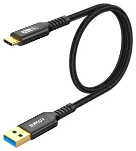SUNGUY USB Type C �P�[�u�� 0.6M USB3.1 Gen2 10Gbps �f�[�^�]�� �^�C�vc �����[�d USB-A to USB-C �����b�L�R�l�N�^ Android Auto�Ή� �i�C�����҂� ���ϋv�� iPhone17/16/15�V���[�Y�AGalaxy S24 ultra�AiPad Pro/iPad ai