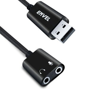 ENVEL (エンベル) USB - 3.5mmオーディオアダプター 外部ステレオサウンドカード デュアルTRS 3極 3.5mm ヘッドフォンとマイクジャック PS4/PS5/PC/ノートパソコン用 チップ内蔵 マイク対応のヘッ