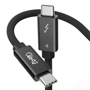 Thunderbolt 4 �P�[�u�� �u���b�N 0.3m 240W�}���[�d 8K�Ή� 40 Gbps �f�[�^�]�� Type-C &Type-C �P�[�u�� USB-C & USB-C MacBook/iPad/Mac mini/iphone15/iphone 16/iphone 17�ȂǑΉ�(0.3m�j