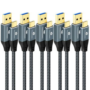 Thzzhnno USB A - USB C�P�[�u�� 1.6�t�B�[�g 5�{�p�b�N USB 3.1 USB 3.2 Gen2 10Gbps �f�[�^�]���R�[�h Samsung Galaxy/iPhone/MacBook Pro/iPad Pro�p