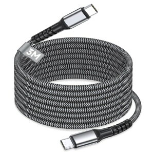 iPhone �[�d�P�[�u�� �^�C�vc 3m, USB C�P�[�u�� 3m PD3.0�Ή� 100W/5A �^�C�vc �P�[�u�� ���}���[�d USB C to USBC ���σi�C�����҂� �f���h�~ 480Mbps�̍����f�[�^�]�� Type-C �[�d�R�[�h iPhone17/16/15�V��