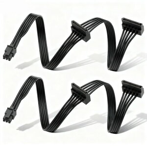 SinLoon 2�{ �~�j6Pin - �f���A��SATA�d���P�[�u���iOptiplex�APrecision�V���[�Y�Ή��j�~�j6�s��- �f���A��SATA 15�s�� �A�_�v�^�[�����P�[�u�� �@�B��HDD�ESSD�EDVD/CD-ROM�h���C�u�p 45cm