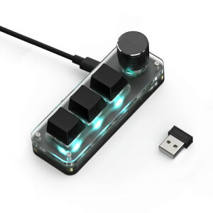 マクロキーボード 片手キーボード 3キー 回転ノブ付き7色のRGB 赤軸メカニカルキーボード左手ゲーミングキーボード カスタム可能なキー 小型キーボード Windows/VISTA/Mac対応 ゲーム/メディ