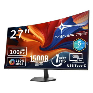 MinifireȖ j^[27C` USB-C 100Hz 1500R̘pȗ FHD 1920×1080 HDR10 Adaptive Sync sRGB 110% VESAΉ t[X Type-C/HDMI Xs[J[(HDMI/USB Type-CP[ut-MF27C1j