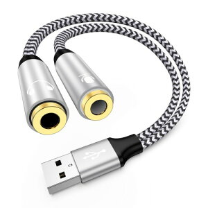 HUHUTa �C���z���W���b�N �ϊ� USB2.0 to 3.5mm �^��/�z�M�p �O�t�� �T�E���h�J�[�h DAC���� �}�C�N����24bit/96KHz�Ή� 4�� TRRS usb �ϊ� �C���z��/PS4 PS5/Switch/Windows/Linux/Mac OSX/Chromebook���Ή� usb �I�[
