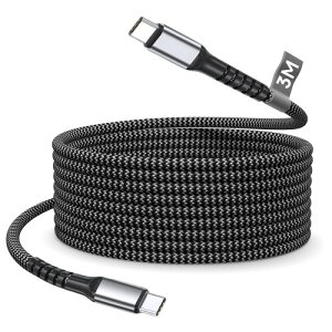 �^�C�vc �P�[�u�� 3m, PD�Ή�60W 3A�}���[�d USB C to USB C �P�[�u���i�C�����҂� Type C to Type C �[�d�R�[�h 480Mbps�̍����f�[�^�]�� iPhone 17/16/15 �V���[�Y�A MacBook Pro/Air�AiPad Mini�ASamsung Galaxy S25/S24