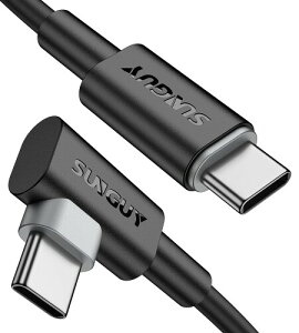 SUNGUY USB C-USB C�P�[�u�� 1m (2���g)�A���p90�x�^�C�vC-C 60W PD�}���[�d�Ή�iPhone 15/16�ASamsung Galaxy S23/S24�AMacBook Air/Pro�AiPad Pro 2020