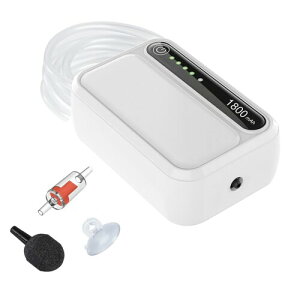 エアーポンプ 水槽/釣り THYESCOM 小型エアポンプ 停電自起動&連続稼働&間隔稼働モード 携帯酸素提供ポンプ 1800mAhリチウム電池内蔵 最大45時間動作 1.5L/min空気排出量 静音設計 水槽/魚の