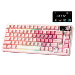 YUNZII B75 PRO MAX QMK/VIA ���C�����X���J�j�J���L�[�{�[�h 75%�p��z�� �f�B�X�v���C�ƃm�u�t�� �z�b�g�X���b�v�\ �K�X�P�b�g�\�� �����ς݃X�C�b�` 3���[�h�ڑ� (Bluetooth/Type-C/2.4G) RGB�o�b