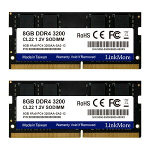 LinkMore DDR4 8GBx2���g (16GB) 3200Mhz �m�[�gPC�p������ (CL22/1.2V/260Pin)