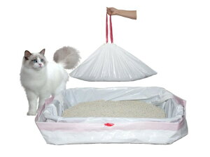 猫砂袋 大容量97×48cm 実測0.035mmの厚手タイプ 20枚入り 合計600g 自動収口(引き紐タイプ) 強力防臭 猫の爪でも破れにくい 猫トイレ用 ゴミ袋 排泄物処理袋