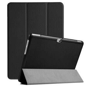 ピーシーエーテック docomo dtab d-01H ケース HuaWei MediaPad M2 10.0専用 10インチカバーマグネット開閉式 三つ折 カバー 薄型 軽量型 スタンド機能 PUレザーケース ディ ゼロイチHカバー (ブラッ