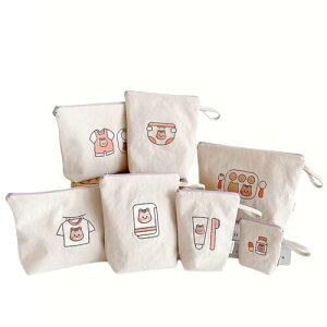 (シャンディニー) 赤ちゃん おむつ 着替え 収納ポーチ 7点セット イラスト付き お母さん お出かけ 防水 種類別 マルチポーチ 小物入れ ファスナー パープル