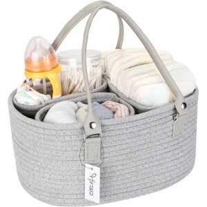 Hinwo おむつ収納バッグ おむつストッカー オムツ入れ ベビー用品収納 収納ケース カゴ バッグ ボクス ロープバスケット ロープストレージ おしゃれ収納 小物入れ 赤ちゃん 出産準備 出