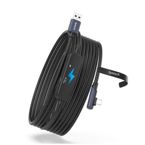 Syntech (�V���e�b�N) �����N�P�[�u�� �[�d�t�� 5M Meta Quest 3S/Quest 3/Oculus Quest 2�A�N�Z�T���[�ɑΉ� USB 3.0�����N�P�[�u�� �ǉ��̏[�d�|�[�g�t�� PC/SteamVR��g���Q�[���v���C�p-�u���b�N
