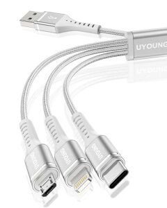 [dP[u 3in1 } 1.2m [dR[h 3 in 1 ϋv Type C Micro USB 3䓯[d iPhone Android ^CvC eΉ