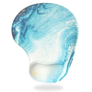 (RLJ) マウスパッド リストレス 一体型 (19×23cm) おしゃれ 低反発 マウスパット (ブルーD)