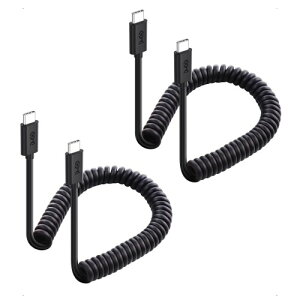 Cable Matters 2�{�Z�b�g �R�C���^ USB-C USB-C �P�[�u�� - 30cm~120cm�A(3A/60W�}���[�d�E480Mbps�f�[�^�Ή�) �L�k���݂̐݌v/Apple CarPlay & Android Auto �Ή��AiPhone 16/15 Pro Max Plus, Galaxy S23, iPad Pro �p