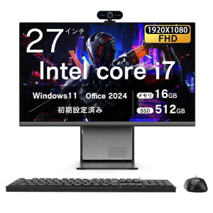 VETESA �f�X�N�g�b�v�p�\�R�� Core i7 27�C���`IPS �����\�E���@�\��̌^PC 1920*1080p FHD Windows 11 Pro Office 2024�t�� USB3.0/Type-C (USB2.0)/LAN �|�[�g/WIFI5.0���� �L�[�{�[�h�ƃ}�E�X�t�� 16GB 512GB SSD �u��