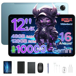 P12 �A���h���C�h�^�u���b�g, 48GB RAM�{128GB ROM/�ő�2TB�g��, T7280 8�R�ACPU����, 2.4K�E120Hz, 10000mAh��e��, Widevine L1�^NETFLIX�Ή�, ��F��, Gemini AI����, �P�[�X�E�L�[�{�[�h�E�t�B�����t��, ����