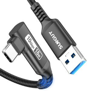 SUNGUY USB Type C �P�[�u�� 1M L�� USB3.1 Gen2 10Gbps�f�[�^�]�� USB-A to USB-C Android Auto�Ή� �^�C�vc �P�[�u�� 3A�}���[�d ���ϋv�i�C�����҂� iPhone16/15�V���[�Y/GalaxyS24/iPad Pro/iPad air/Xperia/Yoga/SSD���̑�