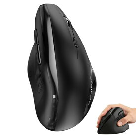 memzuoix 大型縦型マウス 人間工学 ワイヤレスマウス 2.4G 多ボタン 光学式 コードレス 3段階DPI調整 800/1200/1600 無線 USBレシーバー付属 ノートPC パソコン デスクトップ対応 - マットブラック