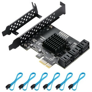 YBBOTT PCIe SATA 6 Gbit/s PCIE�g���J�[�h�A6�|�[�gPCIE 1X SATA�J�[�h�ASATA�R���g���[���APCI-E 3.0 GEN3 ASM1166�`�b�v�Z�b�g - 6 SATA�P�[�u������уt���b�g�u���P�b�g�t��