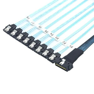 AoQhir PCIe SlimSAS LP ���[�v���t�@�C�� SFF-8654 8i 74�s�� - 8* SATA�T�[�o�[�P�[�u�� ? 100�I�[�� 30AWG �����f�[�^�P�[�u�� (0.8M)
