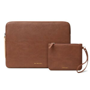 Comfyable Slim Protective Laptop Sleeve with Accessory Pouch Compatible with 13/13.3/14 Inch MacBook Pro & MacBook Air, Mac Travel Case, Slim PU Leather Laptop Cover M4/M3/M2/M1 2025-2021, Brown