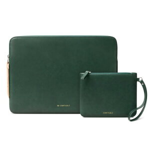 Comfyable Slim Protective Laptop Sleeve with Accessory Pouch Compatible with 13/13.3/14 Inch MacBook Pro & MacBook Air, Mac Travel Case, Slim PU Leather Laptop Cover M4/M3/M2/M1 2025-2021, Green