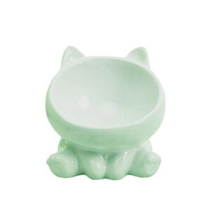 (maru5) 猫 犬 フードボウル 陶器 斜め 食器 15度の傾斜 ペット 餌入れ 水入れ 食べやすい 滑りにくい 倒しにくい 吐き戻し軽減 食べこぼし 脚付 (グリーン)