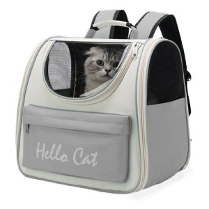 猫 キャリー ペットキャリーバッグ 犬 猫 ウサギ リュック 耐荷重8 KG 通気性 安定性 小動物用 2WAY ショルダー 折りたたみ お出かけ コンパクト収納 旅行/通院/災害避難に最適 グレー