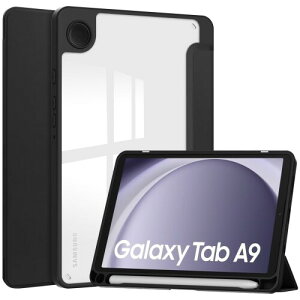 Galaxy Tab A9 8.7�C���` �P�[�X �w�ʃN���A ���� �y���z���_�[�t�� Galaxy Tab A9 �J�o�[ �I�[�g�X���[�v�@�\�t�� �O�܂�X�^���h �ϏՌ� �y��,�u���b�N