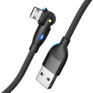 Micro USB �P�[�u�� L���^ 180�x��] USB�P�[�u�� 2m �}�C�N��USB (Type-B) �}���[�d �����f�[�^�]�� �Ή� Android�X�}�z PS4�R���g���[���[ �u���b�N �����^�ѕ֗� L���^180�x��] ����TPE�� USB�R�[