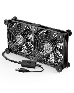 ELUTENG pt@ 12cm 2A USBt@ hUSt 3iKʒ 1400RPM × 2 u\ 5V É  pN[[ ^ PC/PS5/PS4 /m[gp\R/[^[/Ȃ Dual Usb fan 12cm