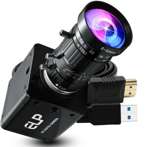 ELP 4K 60fps USB3.0 HDMI�J����H.264 �R���s���[�^�̂��߂̍L�p���� UVC ���C�g�o�[���蓮�Y�[���J���� ��Ɩ��̓����o�̓E�F�u�J���� M12 Windows Linux Mac TV USB2.0 PC Camera�������r�f�I��c���j�^3D