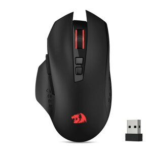 Redragon M656 Gainer �Q�[�~���O�}�E�X ���C�����X 2.4GHz ���� 4000DPI 5�i�K���� 7�v���O�����{�^�� ���b�hLED�o�b�N���C�g ��p�\�t�g�E�F�A�Ή� PC/Mac/�m�[�g�p�\�R���Ή� �u���b�N